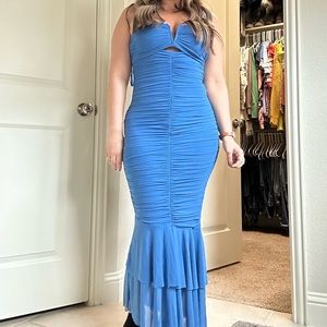 Blue Dress with front cutout